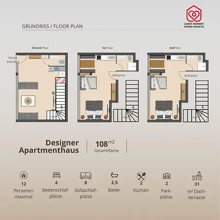 Design-apartmenthaus Fuer Bis Zu 12, Modern, Dachterrasse, Grill, Ruhige Lage, Smarttvs, Wii,wlan * Nuremberga